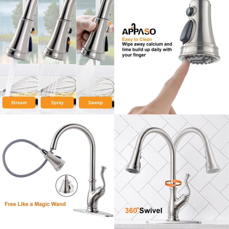 APPASO Pull Down Kitchen Faucet & Reviews | Wayfair